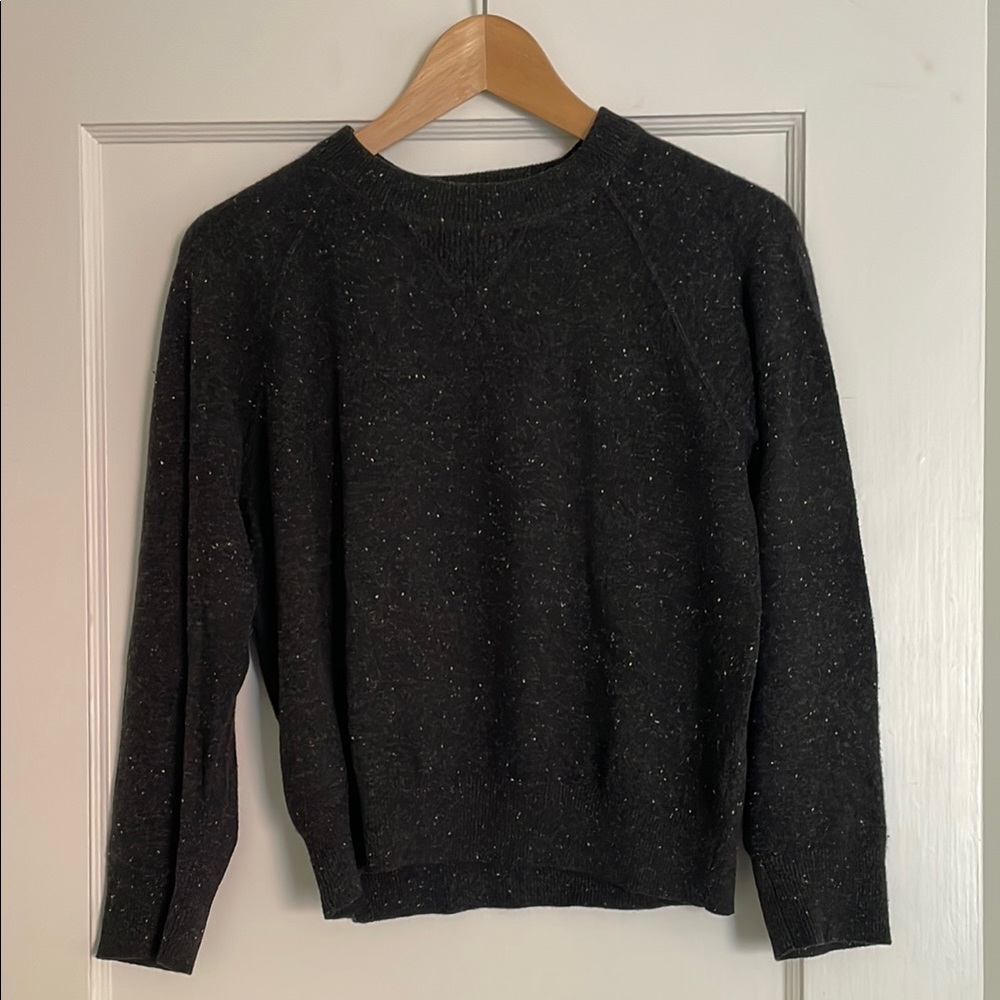 Everlane Black Donnegal Cashmere Crew Sweater